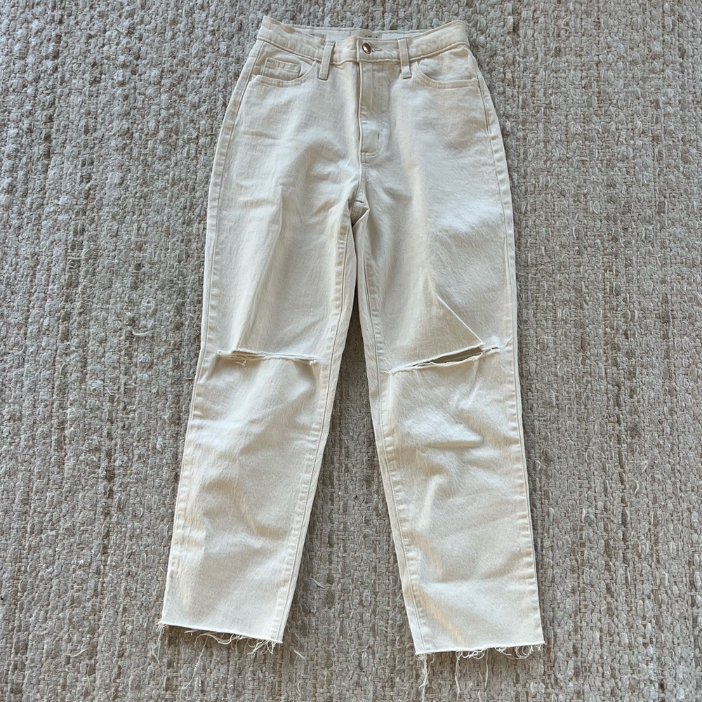 target cream ripped jeans